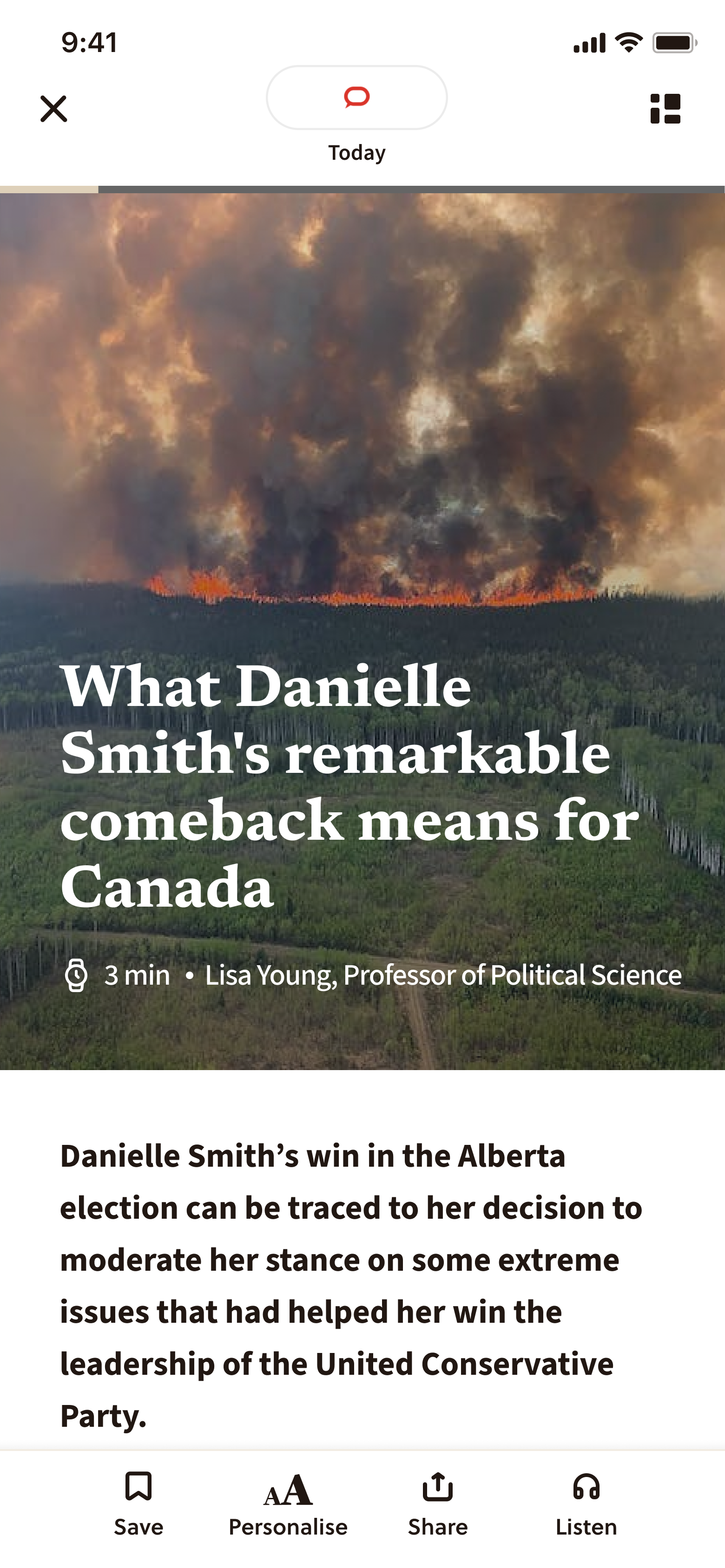 iphone screen of article Cafeyn