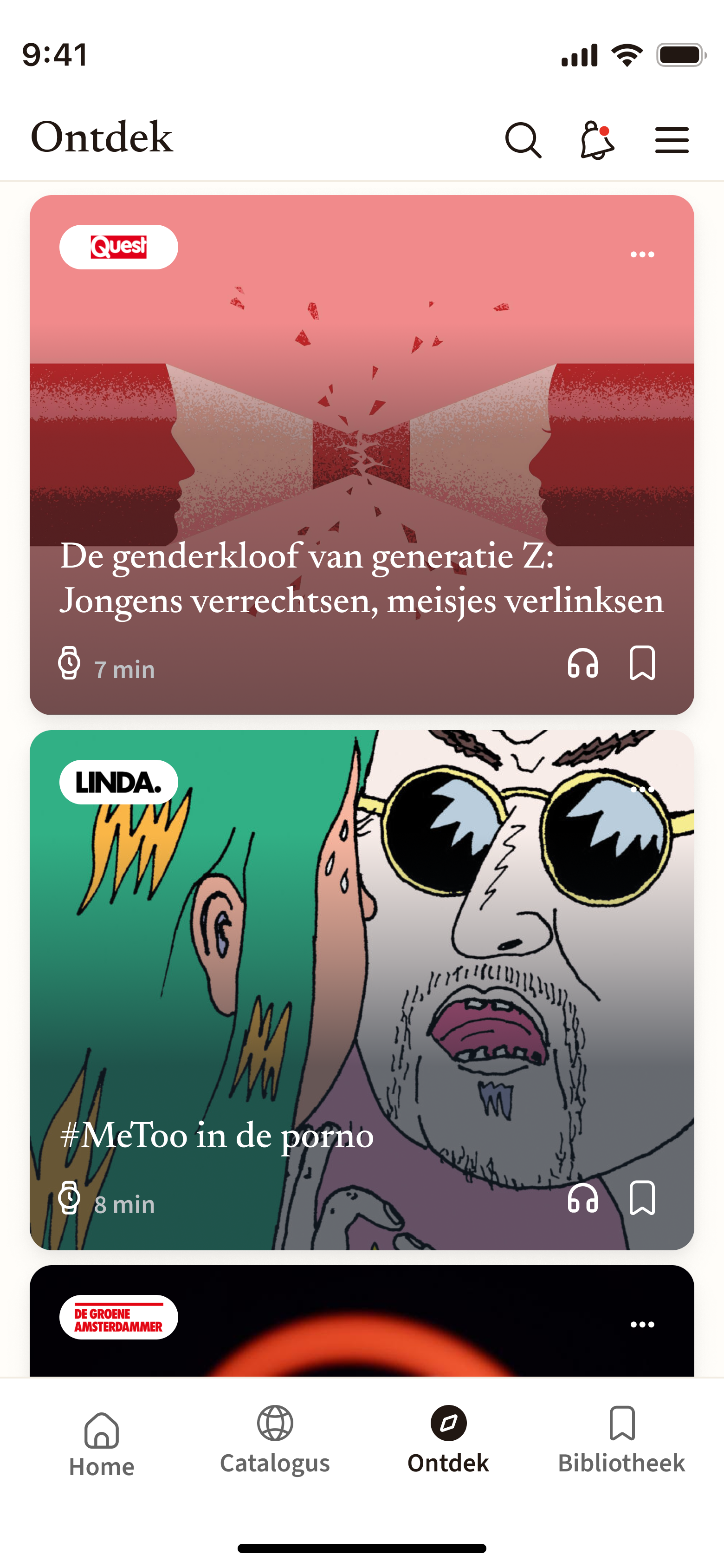 iphone screen of website Blendle